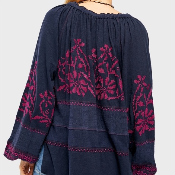 Free People Persuasion Embroidered Long Sleeve Peasant Top - Picture 3 of 10
